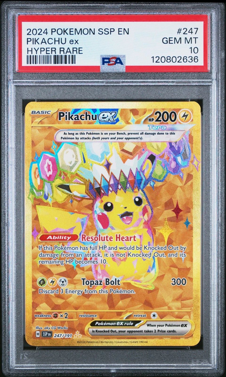 2024 Surging Sparks Pikachu ex #247/191 PSA 10